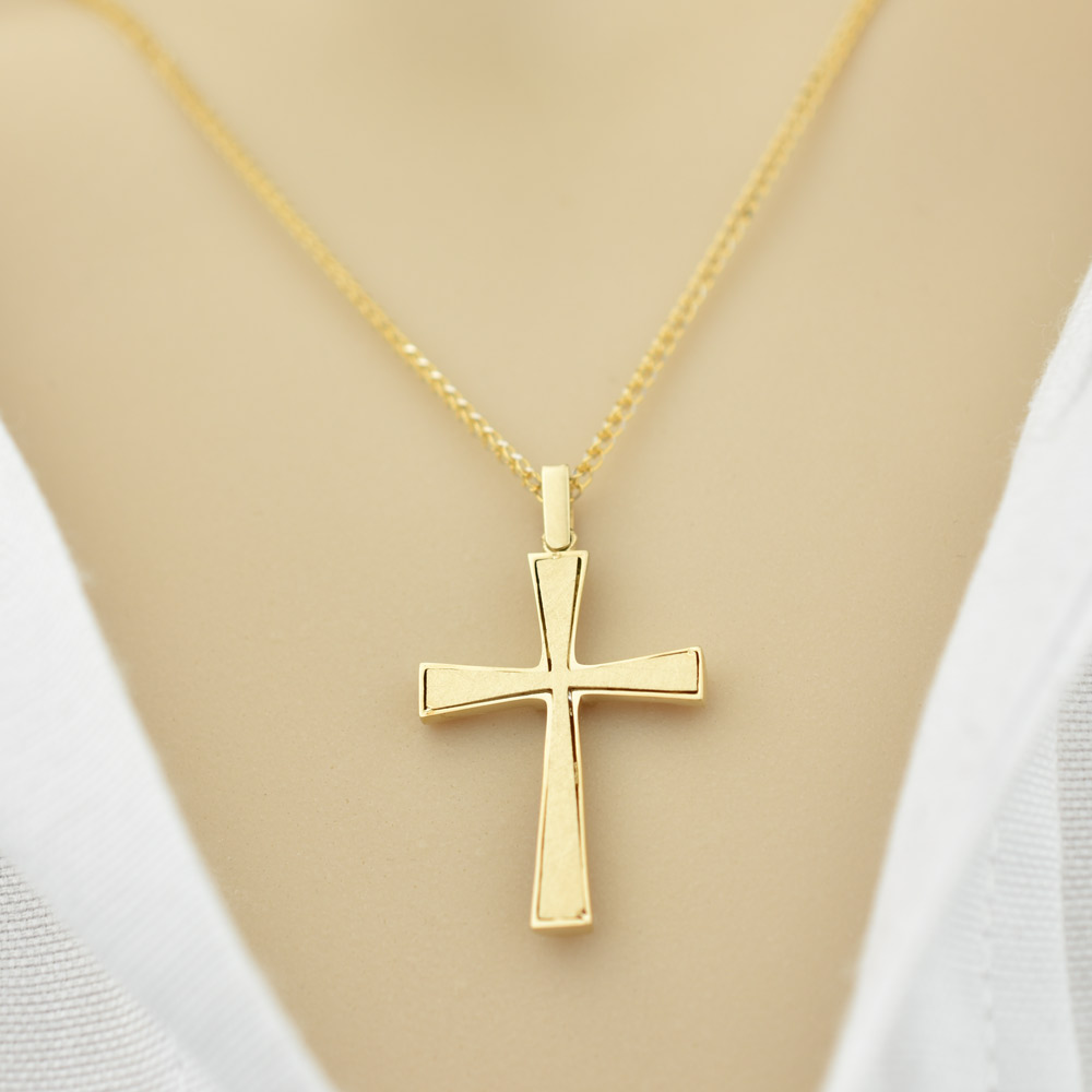 Χρυσός Σταυρός Κ14 Διπλής Όψης